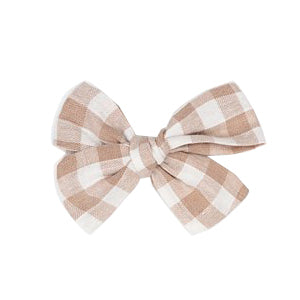 Bow Clip - Gingham Taupe