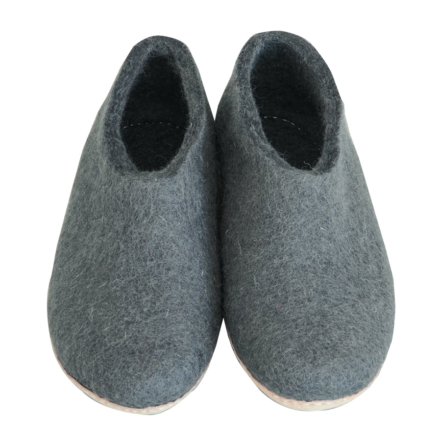 Felted Wool Boot Slippers - Charcoal