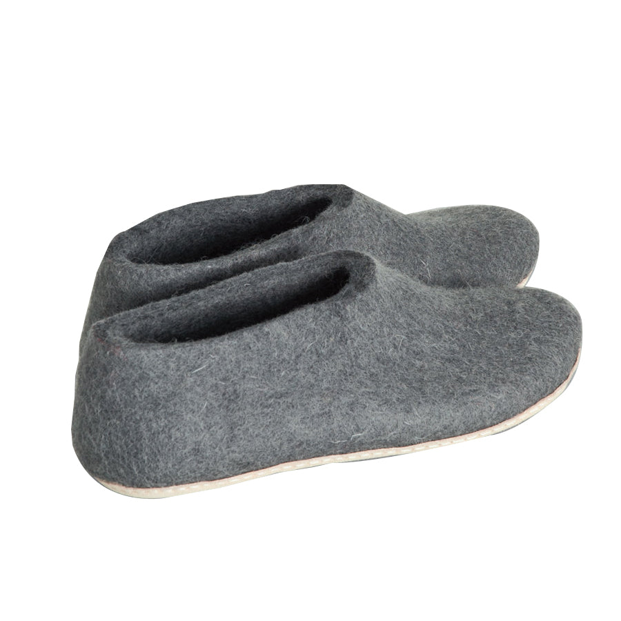 Felted Wool Boot Slippers - Charcoal