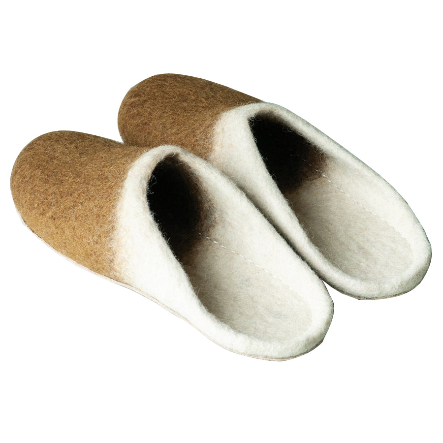 Felted Wool Slide Slippers - Ochre
