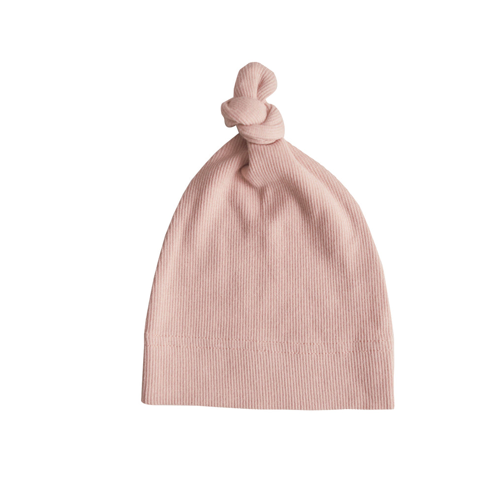 Ribbed Knotted Baby Beanie - 0-3 Months - Blush