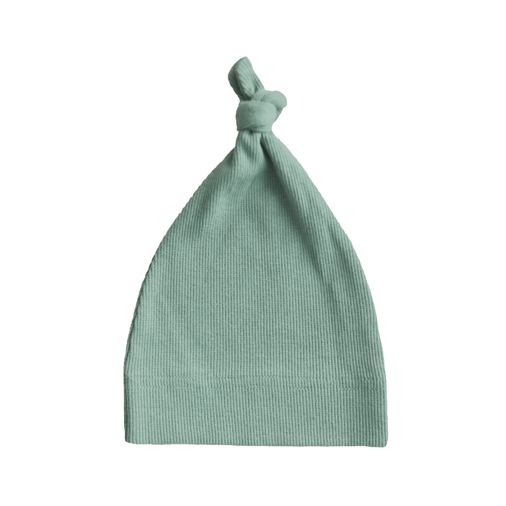 Ribbed Knotted Baby Beanie - 0-3 Months - Roman Green