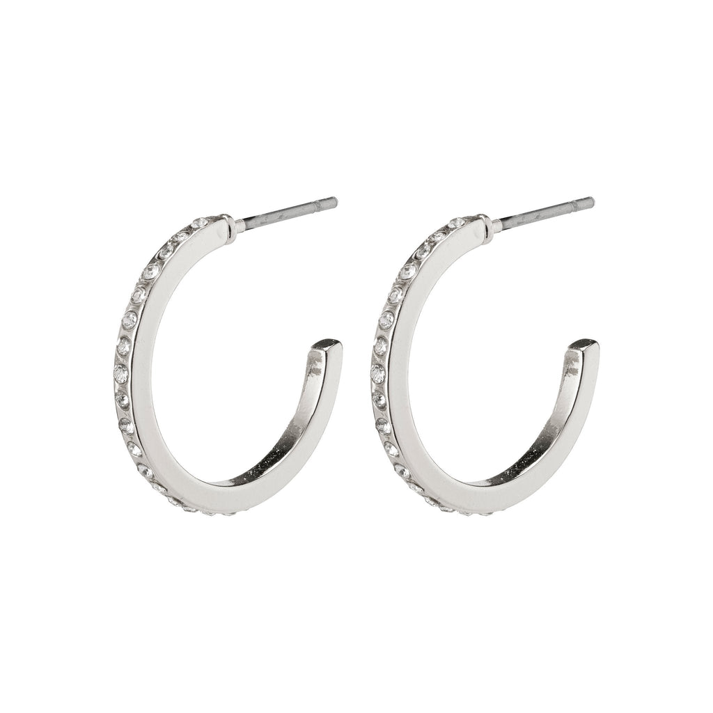 Roberta Pi Earrings - 17mm - Silver Plated Crystal