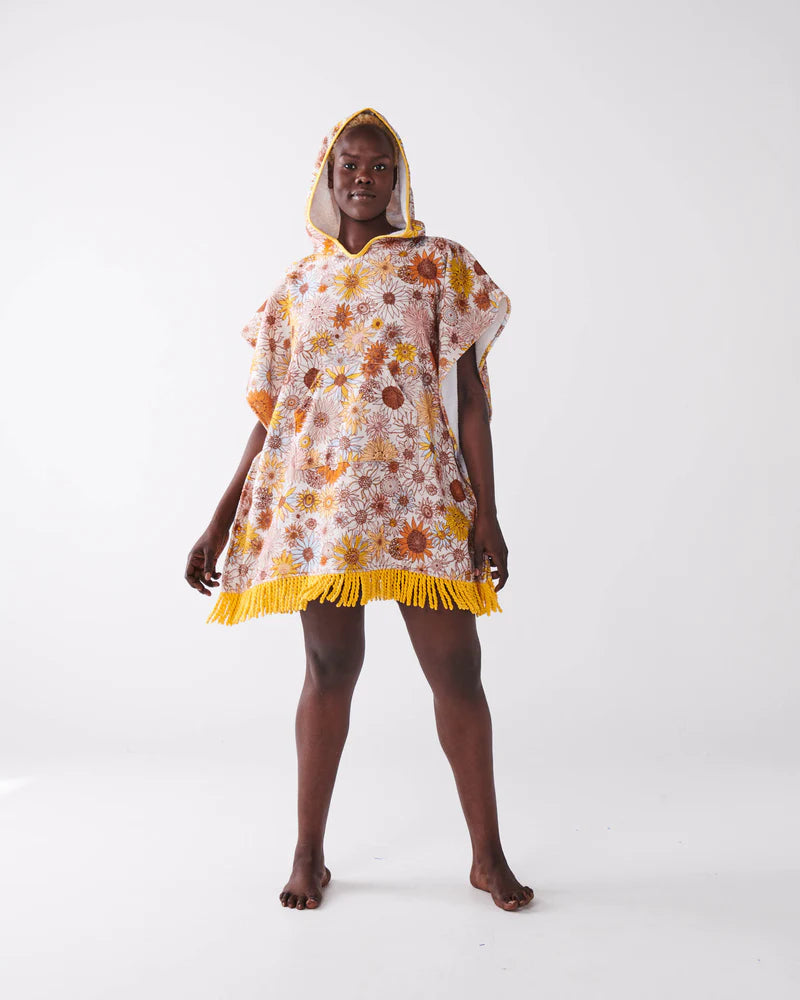 Terry Adult Poncho - Sunflower