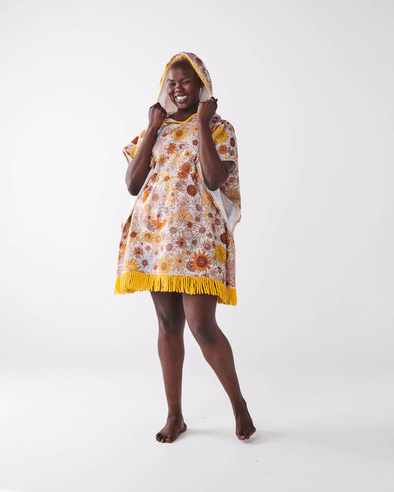 Terry Adult Poncho - Sunflower