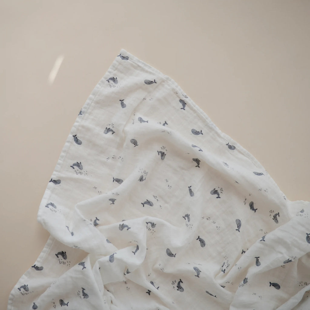 Muslin Swaddle Organic Cotton - Whales